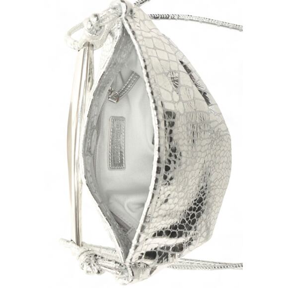 Walter Baker Hazel Mini Hobo in Platinum Croc Embossed (W9123) - Picture 3 of 4